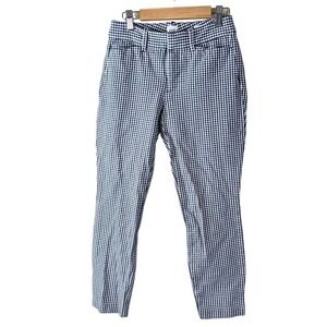 Gap‎ Curvy Signature Skinny Ankle Pants Navy White Gingham Checkered Size 0